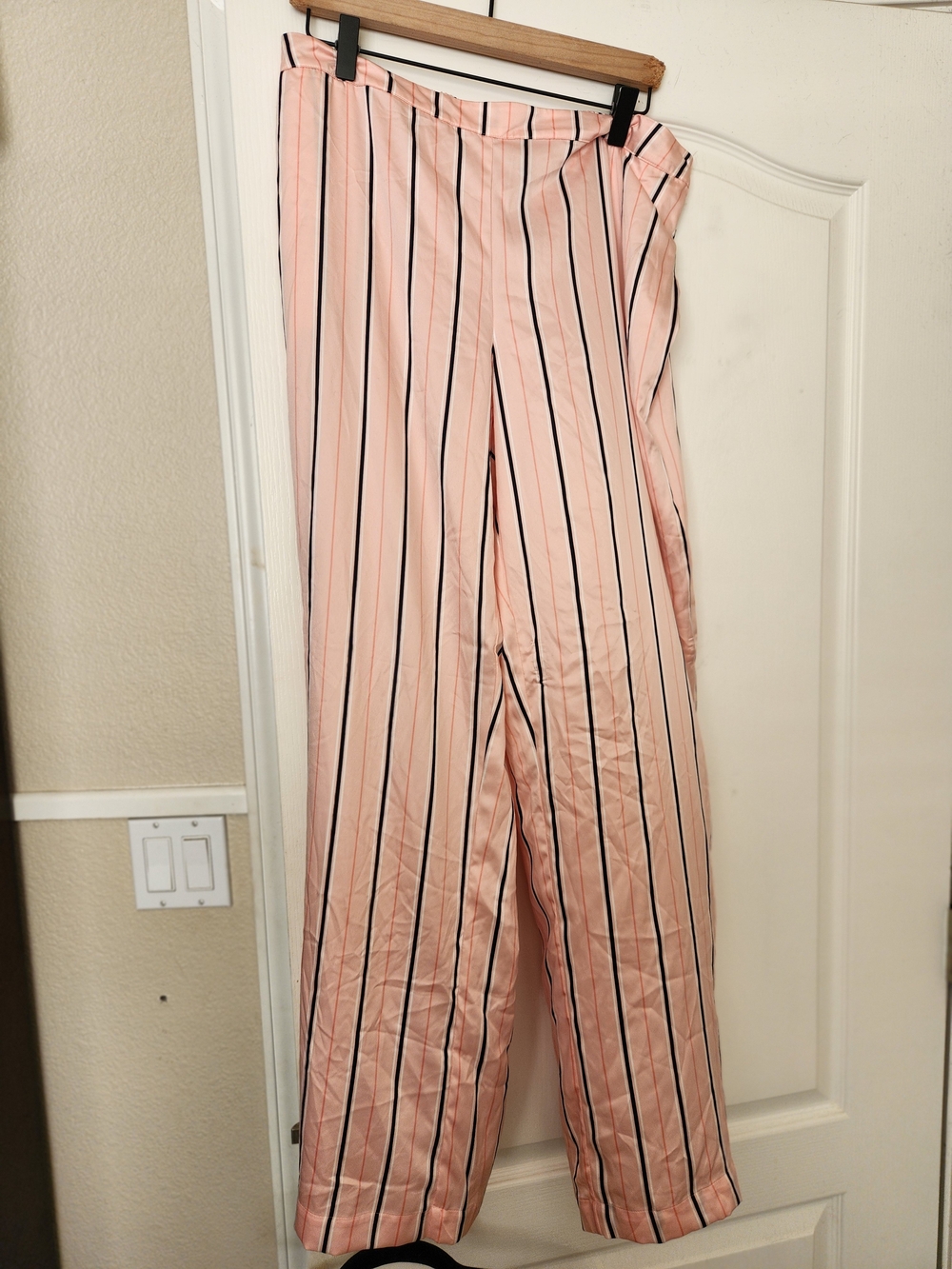 Victoria's Secret Pink and Black Striped Satin Pajama Pants